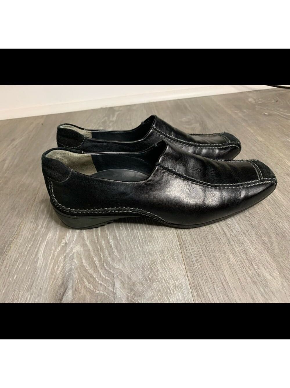 Paul Green Munchen Euro Driving Shoe Size 6 black leather suede